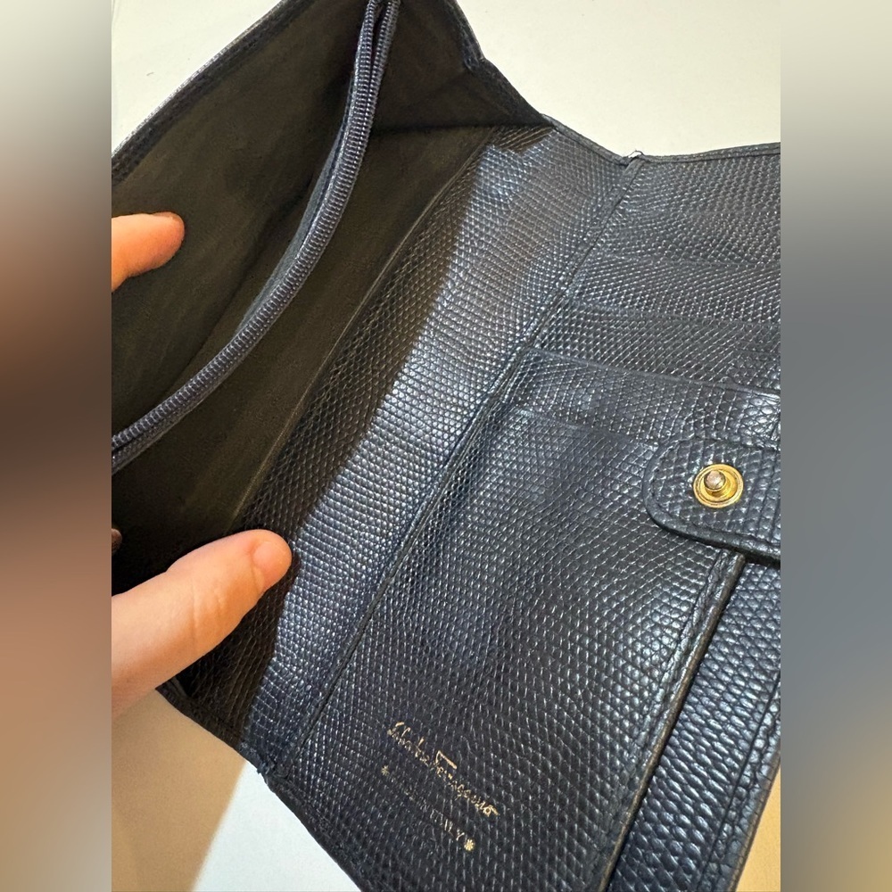 Salvatore Ferragamo Black Textured Leather Wallet - Picture 6 of 12